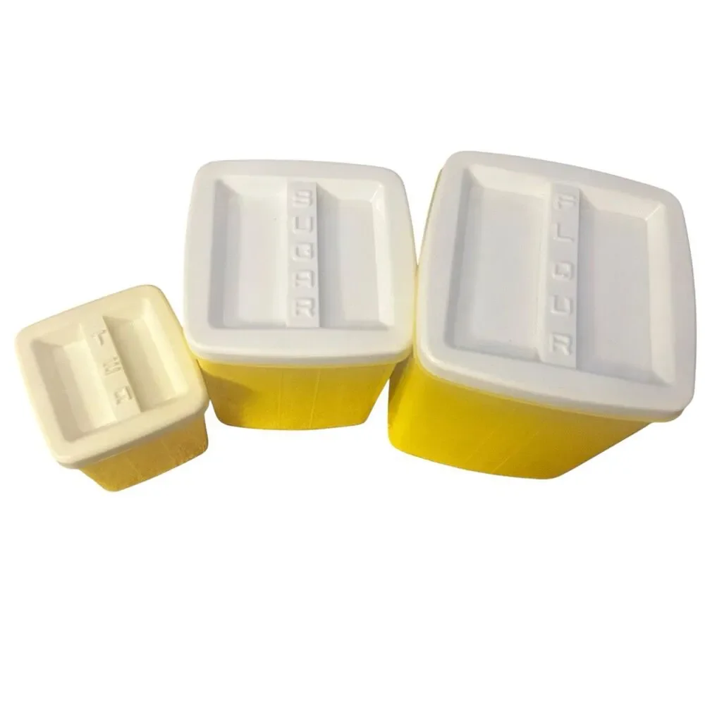 Lustro Ware Yellow Canisters - Set Of Three Flour sugar and tea